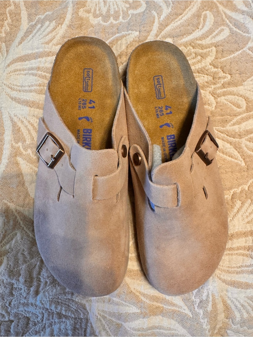 Birkenstock Boston Taupe Suede Soft Footbed Clogs EU 41 US 10 New in Box - Picture 3 of 7